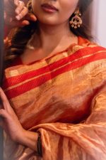 Red Traditional Tissue Lehenga Set Of 3 - Image 5