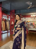 Purple Georgette Saree adorned with Gold Zari Weaves