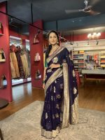 Purple Georgette Saree adorned with Gold Zari Weaves - Image 4