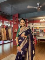 Purple Georgette Saree adorned with Gold Zari Weaves - Image 3