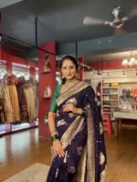 Purple Georgette Saree adorned with Gold Zari Weaves - Image 3