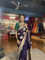 Purple Georgette Saree adorned with Gold Zari Weaves - Image 2