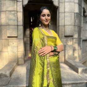 Green Chequered Mangalagiri Silk Saree