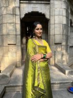 Green Chequered Mangalagiri Silk Saree - Image 5