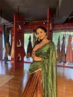 Green Embroidered Tissue Silk Lehenga Set of 3 - Image 7