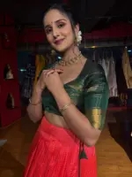 Green Silk Lehenga Set of 2
