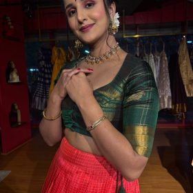 Green Silk Lehenga Set of 2