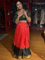 Green Silk Lehenga Set of 2 - Image 4