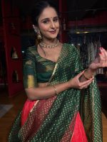 Green Silk Lehenga With Tissue Silk Dupatta Set of 3 - Image 9