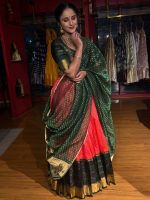 Green Silk Lehenga With Tissue Silk Dupatta Set of 3