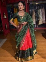 Green Silk Lehenga With Tissue Silk Dupatta Set of 3 - Image 7