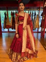 Maroon Silk Lehenga Set of 3 - Image 10