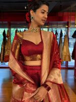 Maroon Silk Lehenga Set of 3 - Image 11