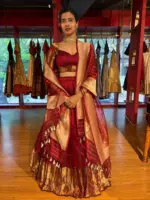 Maroon Silk Lehenga Set of 3