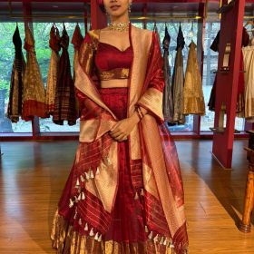 Maroon Silk Lehenga Set of 3