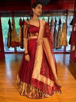 Maroon Silk Lehenga Set of 3 - Image 7