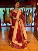Maroon Silk Lehenga Set of 3 - Image 5