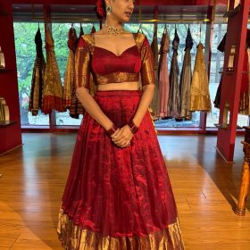 Maroon  Silk Lehenga Set of 2