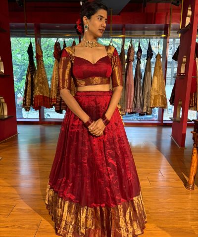 Maroon  Silk Lehenga Set of 2