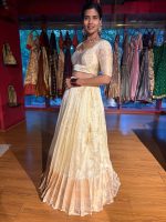 Ivory Silk Lehenga Set of 2 with Gold Zari Weaves - Image 3