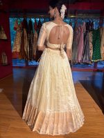 Ivory Silk Lehenga Set of 2 with Gold Zari Weaves - Image 2