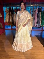 Ivory Silk Lehenga Set of 3 with Gold Zari Weaves