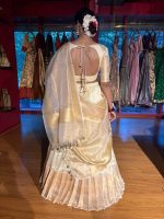 Ivory Silk Lehenga Set of 3 with Gold Zari Weaves - Image 5