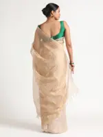 Ivory Handwoven Tussar Silk Saree - Image 5