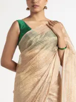 Ivory Handwoven Tussar Silk Saree - Image 3