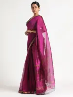 Magenta Mangalagiri Silk Saree - Image 4