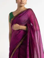 Magenta Mangalagiri Silk Saree - Image 3