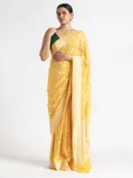 Haldi Yellow Handwoven Georgette Silk Saree