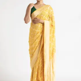 Haldi Yellow Handwoven Georgette Silk Saree