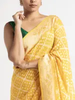 Haldi Yellow Handwoven Georgette Silk Saree - Image 2