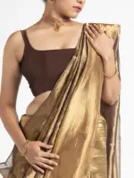 Molten Gold Heavy Tissue Silk Saree - Image 2