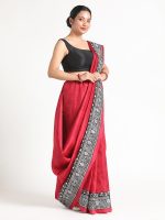 Pink Printed Silk Saree