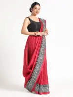 Pink Printed Silk Saree