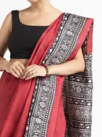 Pink Printed Silk Saree - Image 2