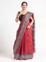 Pink Printed Silk Saree - Image 3
