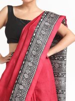 Pink Printed Silk Saree - Image 4