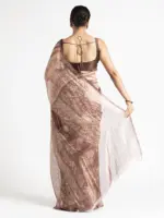 Brown Printed Tissue Silk Saree - Image 6