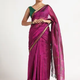 Magenta Mangalagiri Silk Saree