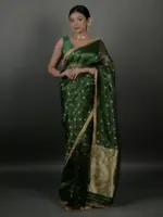 Bottle Green Tissue Silk Saree