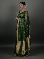 Bottle Green Tissue Silk Saree - Image 2