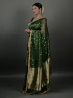 Bottle Green Tissue Silk Saree - Image 2