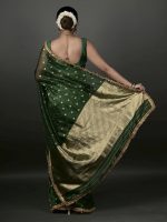 Bottle Green Tissue Silk Saree - Image 3