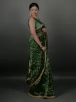 Bottle Green Tissue Silk Saree - Image 4