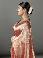 Red Tissue Silk Saree with Woven Buttis - Image 5