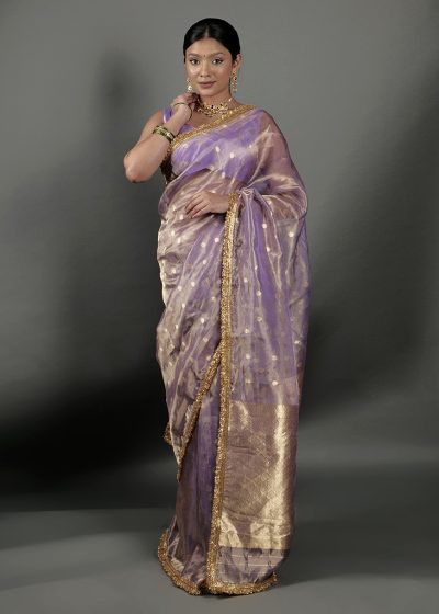 Lilac Banarasi Tissue Silk Saree