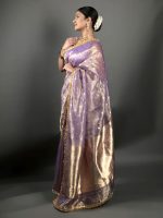 Lilac Banarasi Tissue Silk Saree - Image 5